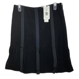 NWT Philippe Adec Black A Line Skirt Ribbon Accents Sz 6
